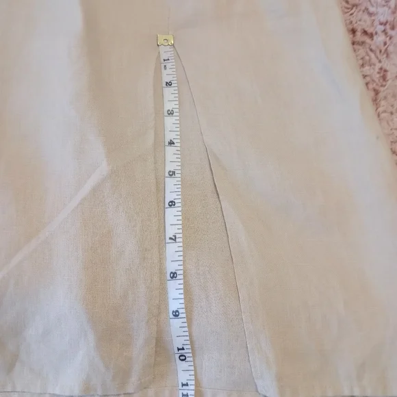 RACHEL ZOE Oxford Tan Linen Strappy Side Slit Midi Dress - Picture 12 of 12